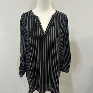 Maurice’s Black and White Striped Women's Top Size L